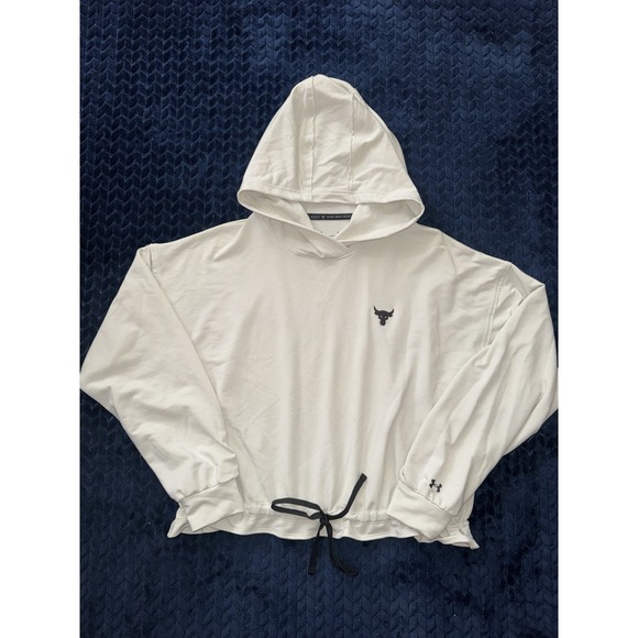 Under‎ Armour Women's Project Rock Cropped Terry Hoodie Long Sleeve Sz L - Picture 1 of 9